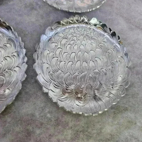 Continental Silver Co Vtg Aluminum Coasters in Coaster Caddy Set of‎ 8 Wild Rose - Picture 11 of 12